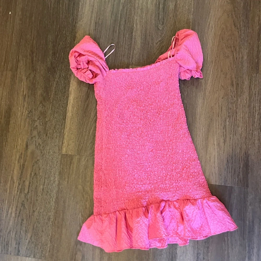 Pink Ruffled Mini Dress - Picture 2 of 4